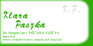 klara paszka business card